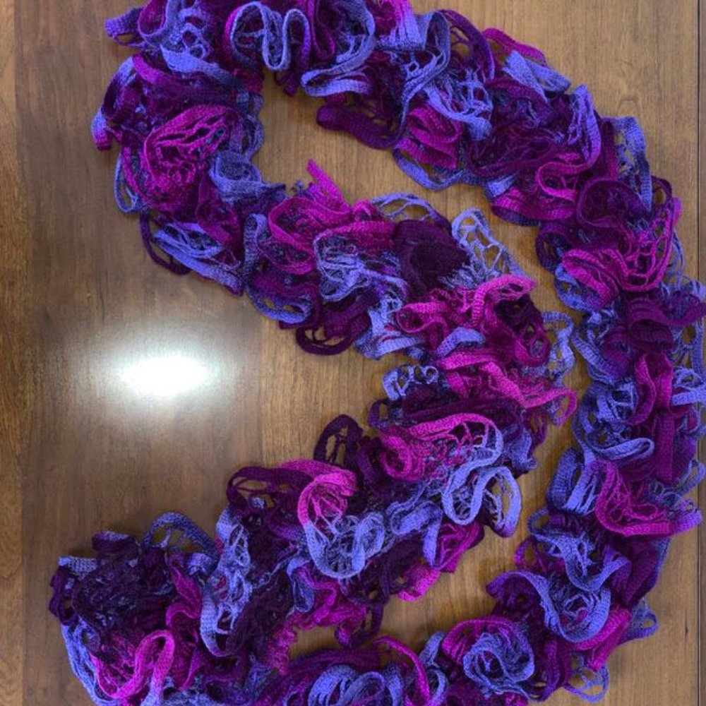 Hand Knit Ruffle Scarf - Picture 2 of 3